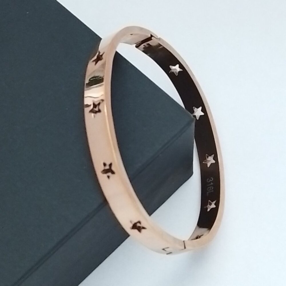 🌟 18K Gold Plated Star Bangle Rose Gold  316L Stainless Steel Trendy Jewelry